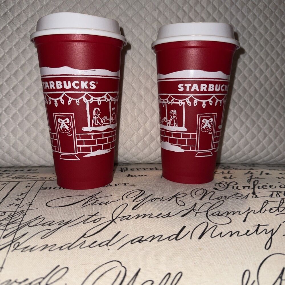 Limited Edition Starbucks Christmas 2025 Red Cup Day 16oz Cups Set of 2 NWOT
